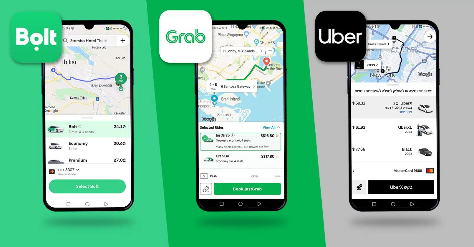 App Uber Grab Bolt